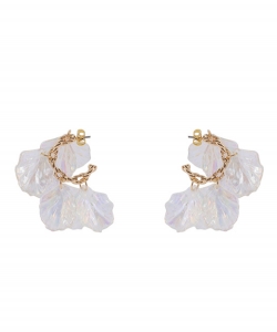Acrylic Petals Stud Earrings Goldtone ES700140 IVORY